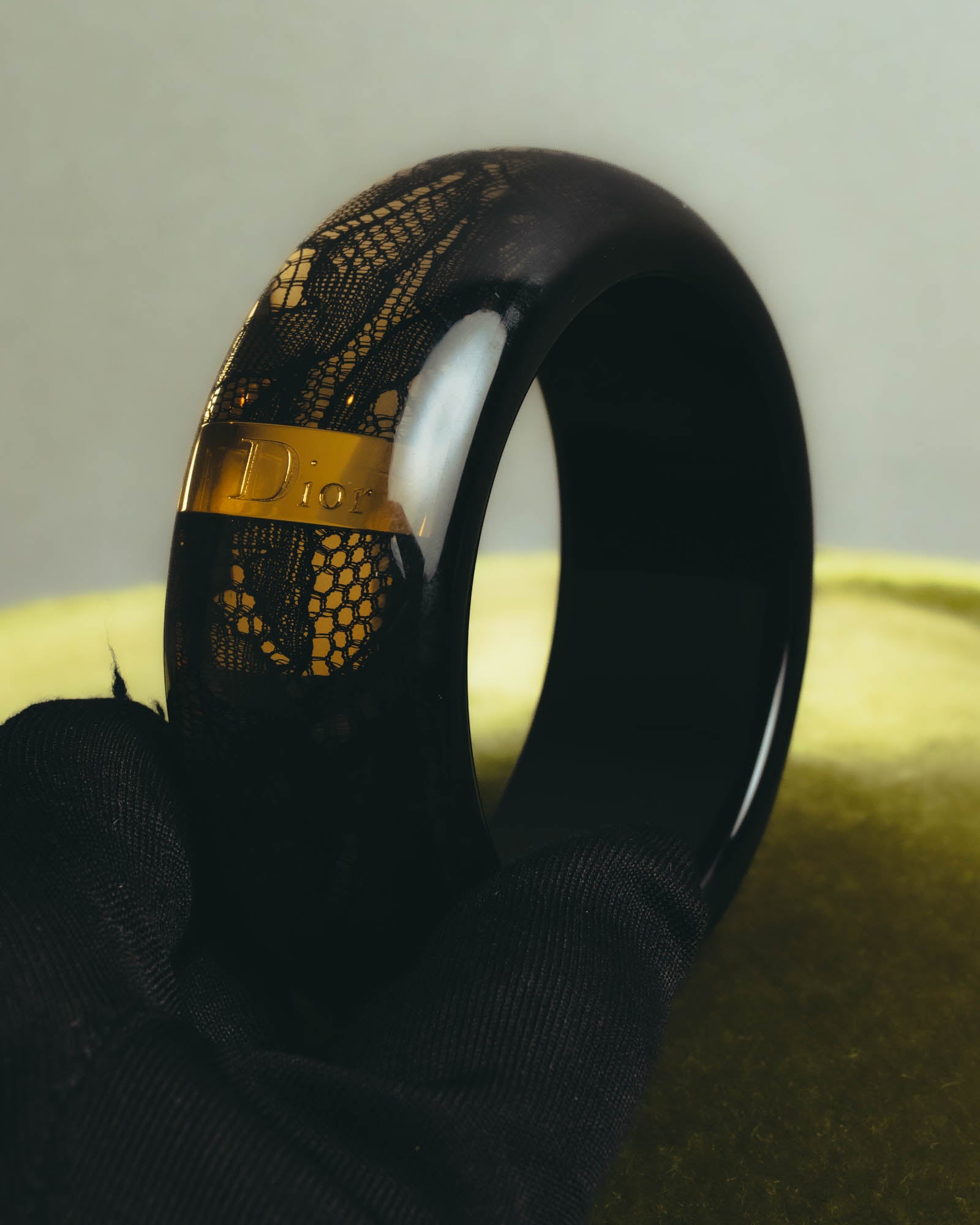 “Dior” 2002-2010 Lace embedded lucite bangle