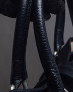 "BURBERRY" Silver stud design grained leather one-handle bag