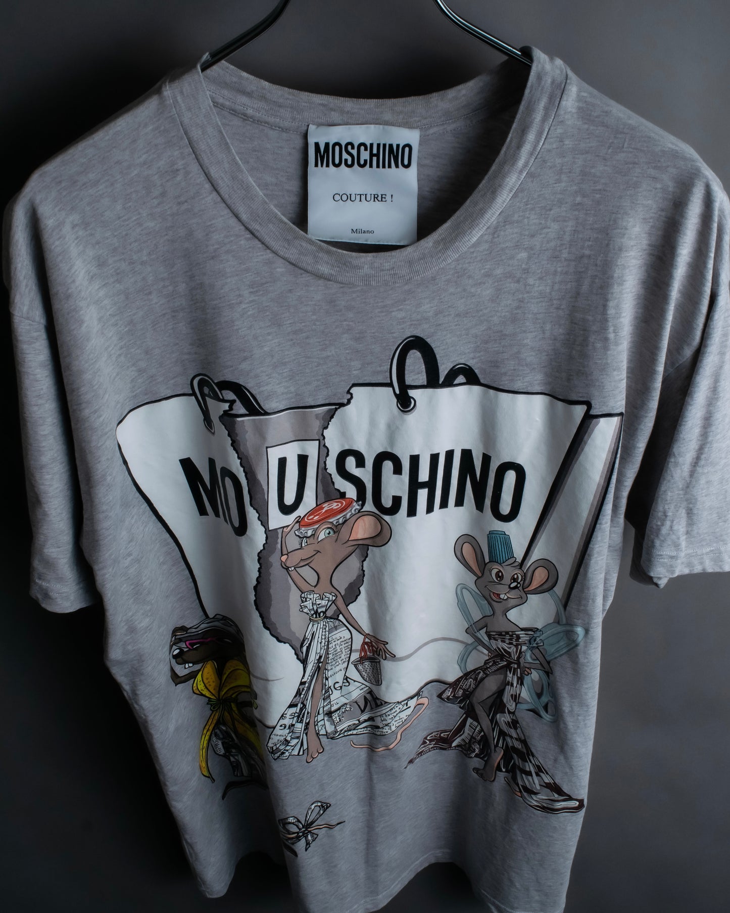"MOSCHINO COUTURE" Unique mouse dress-up design T-shirt