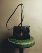 "GUCCI" 60's-70's Glossy lizard embossed leather shoulder bag