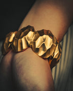 –SPECIAL– "Yves Saint Laurent" Sculptural gold tone statement bracelet