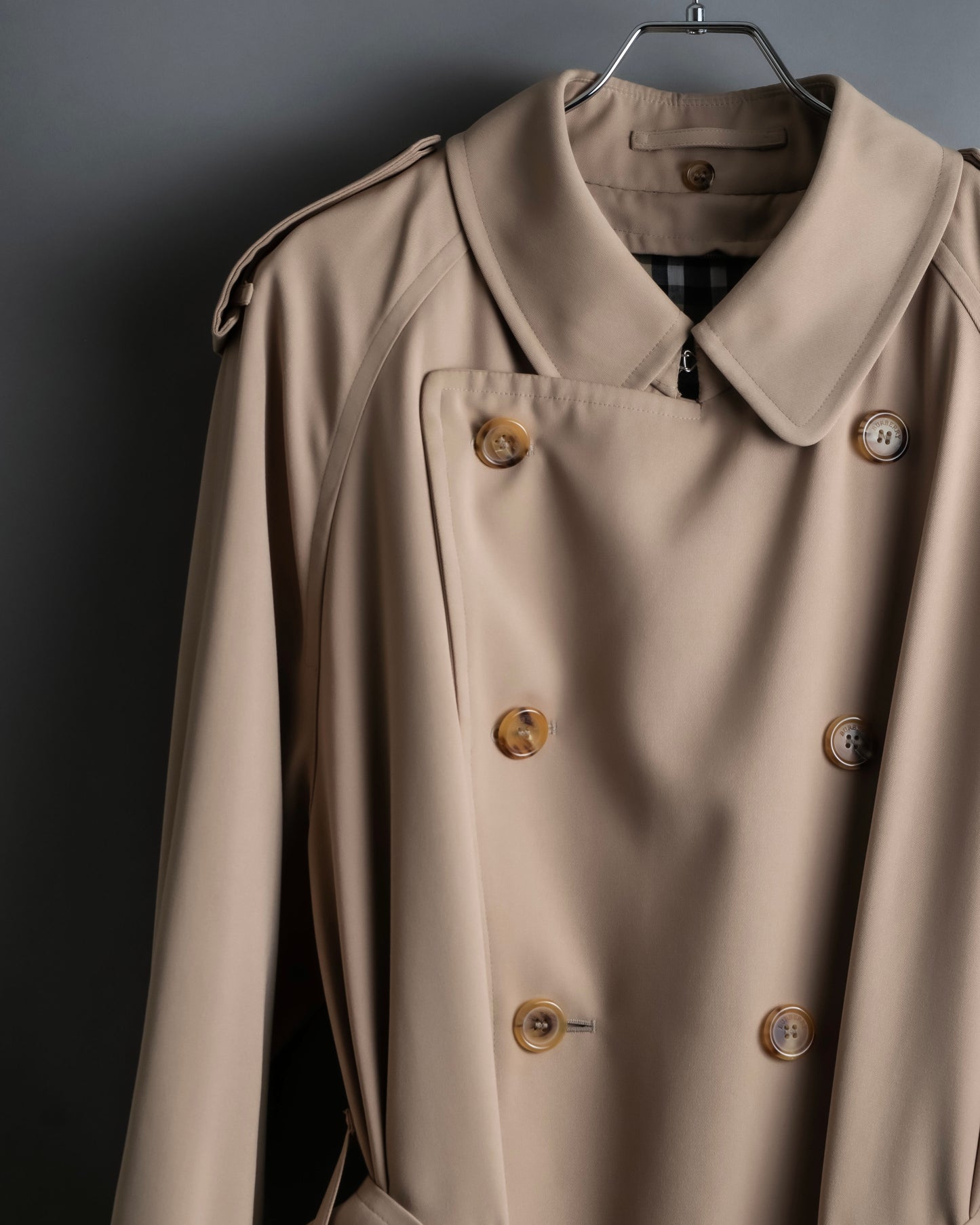 "BURBERRY" Military detail belted maxi length trench coat