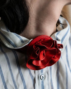 "YVES SAINT LAURENT" Rose motif leather choker＆ribbon accessories