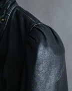 "RED VALENTINO" Gather design lamb leather jacket