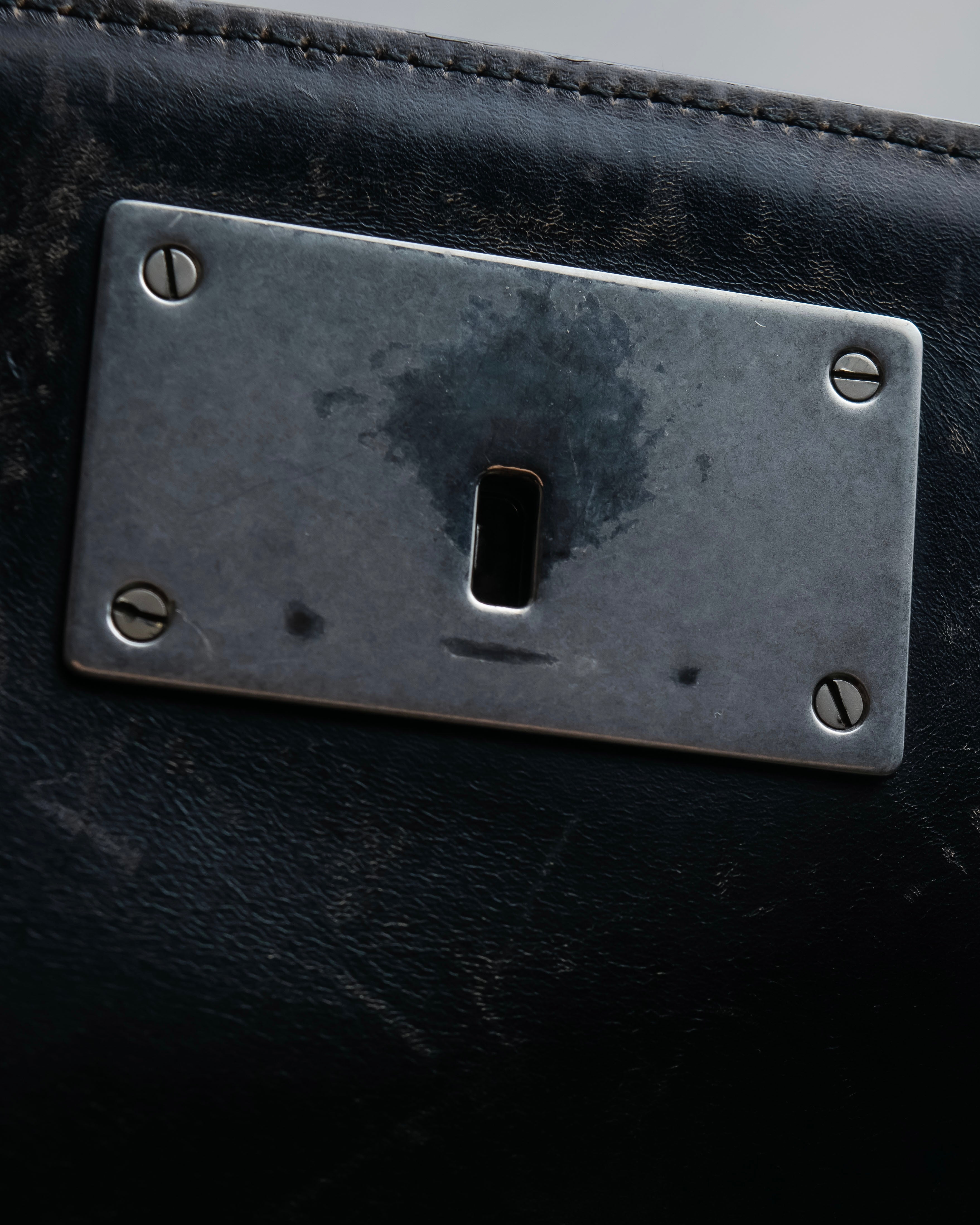 "PRADA" Aged metal parts design leather hand bag