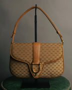 "GUCCI" 70's-80's Micro GG monogram canvas shoulder bag with stirrup hardware