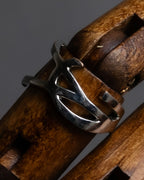 "Saint Laurent" YSL typography motif silver ring