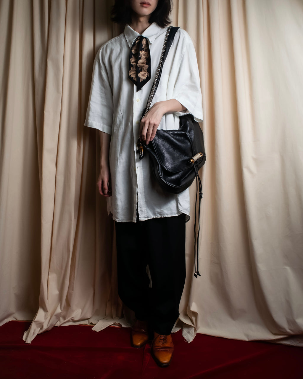 "GUCCI" Bamboo design combination chain shoulder leather bag