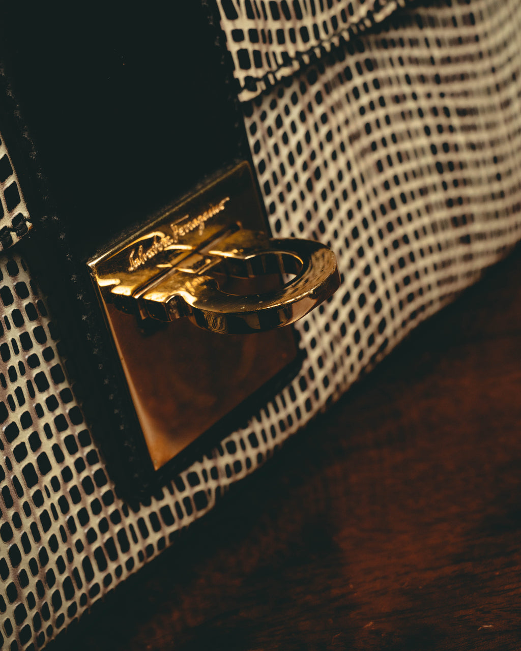 "Salvatore Ferragamo" Crocodile embossed Gancini shoulder bag