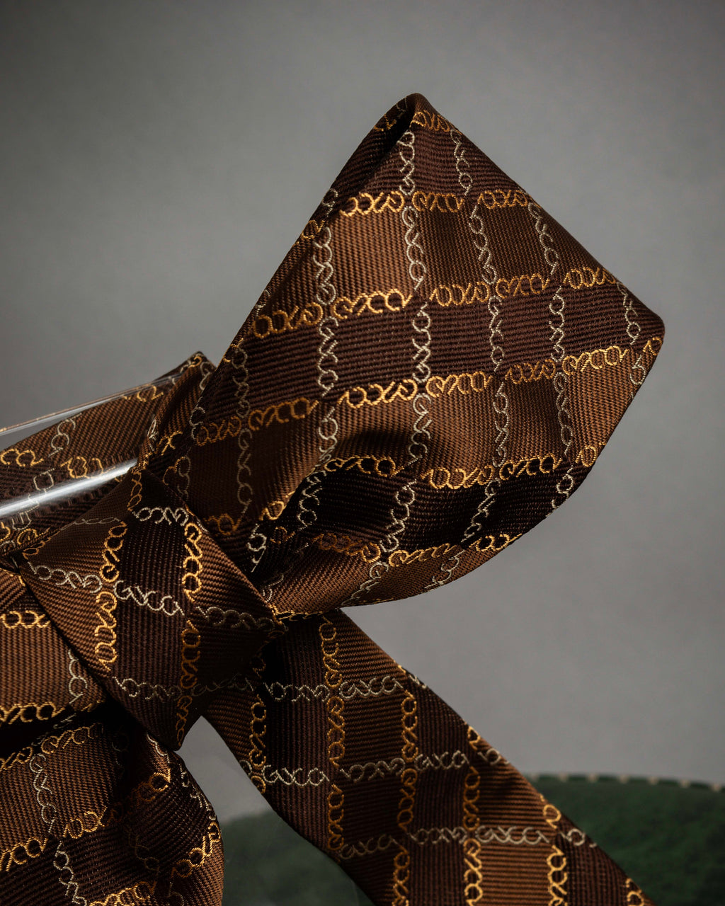 "GUCCI" Chain plaid design silk neck tie