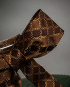 "GUCCI" Chain plaid design silk neck tie