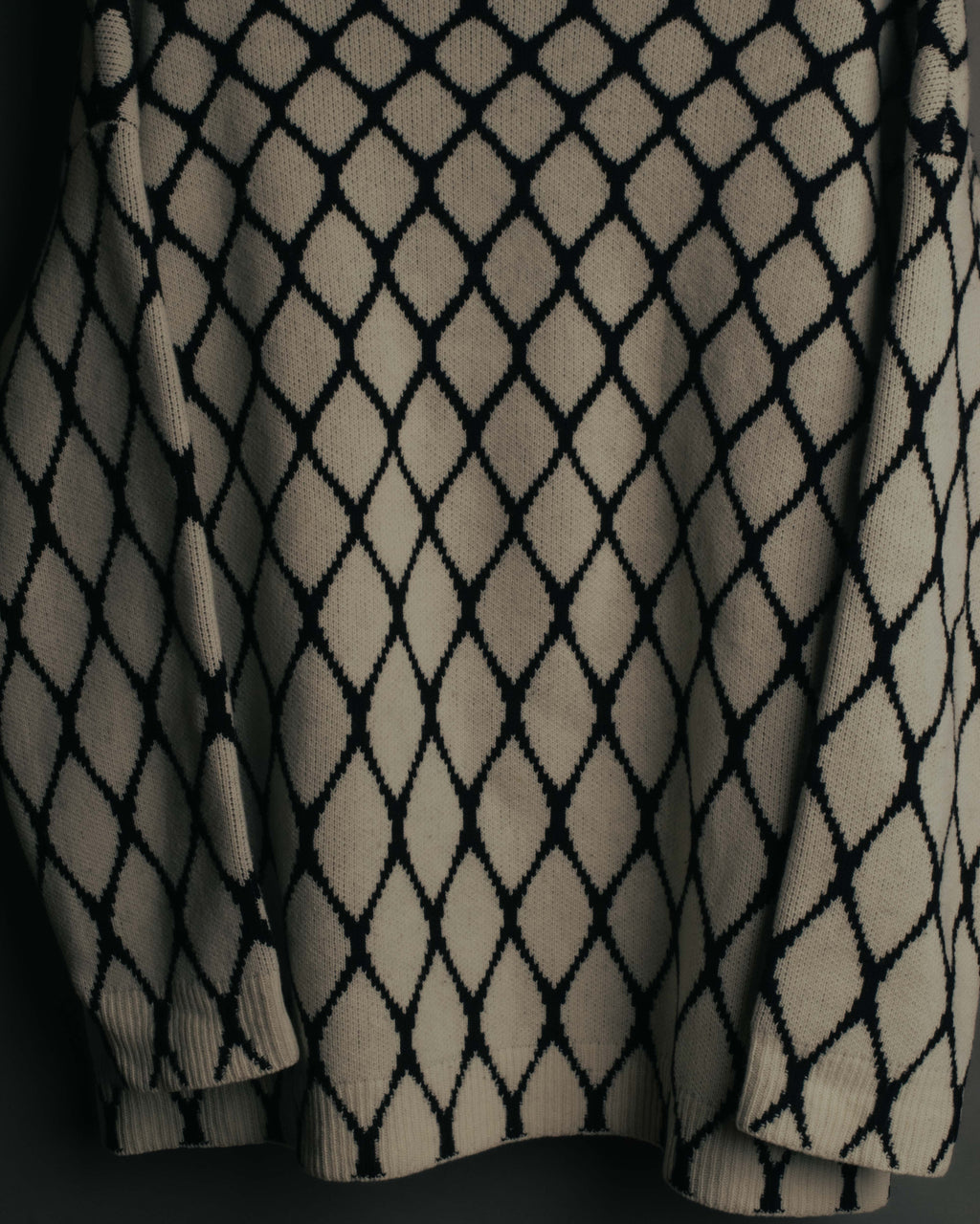 "VALENTINO" 20's Oversized diamond jacquard turtleneck knit sweater
