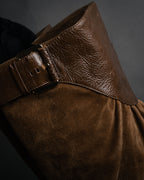 “LOEWE” 2000’s Gathered wedge long boots