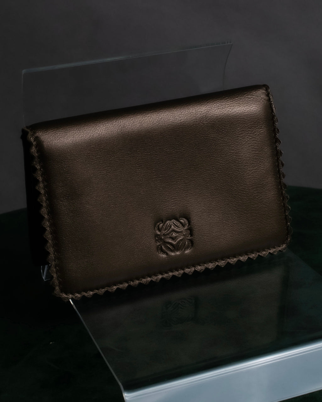 "LOEWE" Logo engraved leather card case