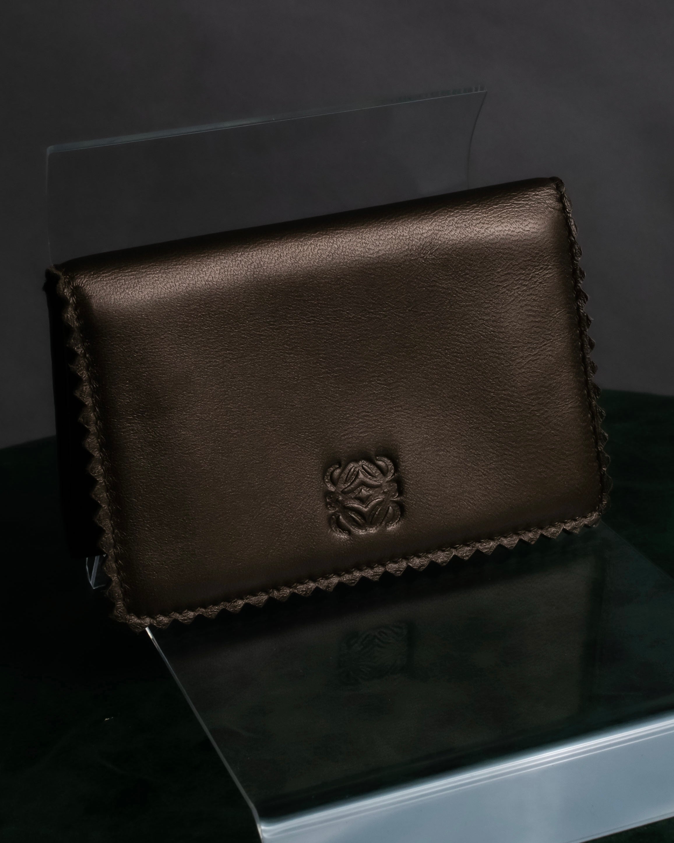 "LOEWE" Logo engraved leather card case