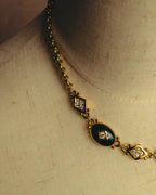 "BURBERRYS" 90's Emerald enamel costume jewelry necklace
