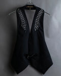 "LOUIS VUITTON" Leather tape cross knit detail vest