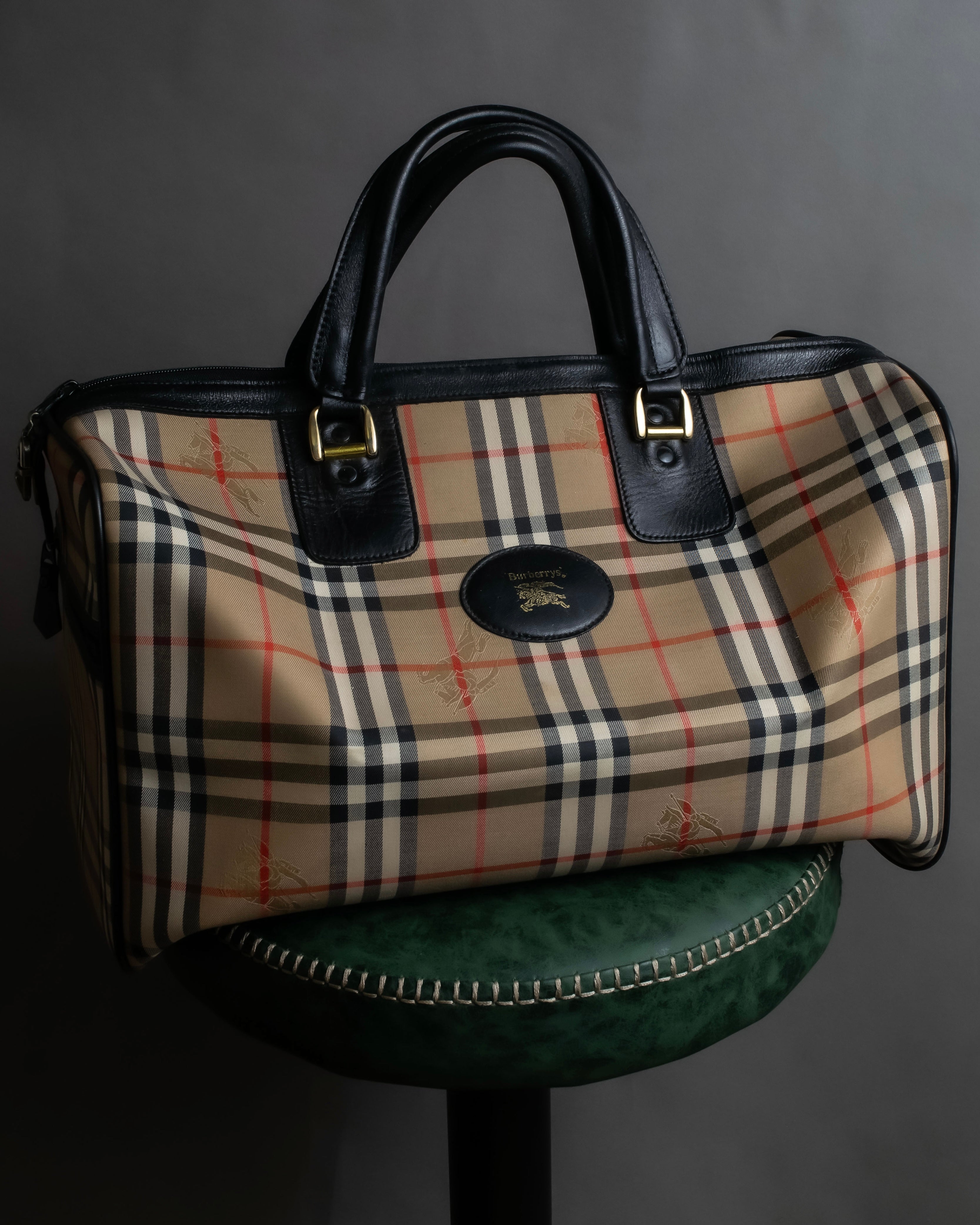 "BURBERRYS" Nova check canvas boston bag