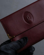 "Cartier" Les Must de Cartier bordeaux color leather wallet