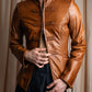 "EMPORIO ARMANI"  Quilted design brown color leather jacket