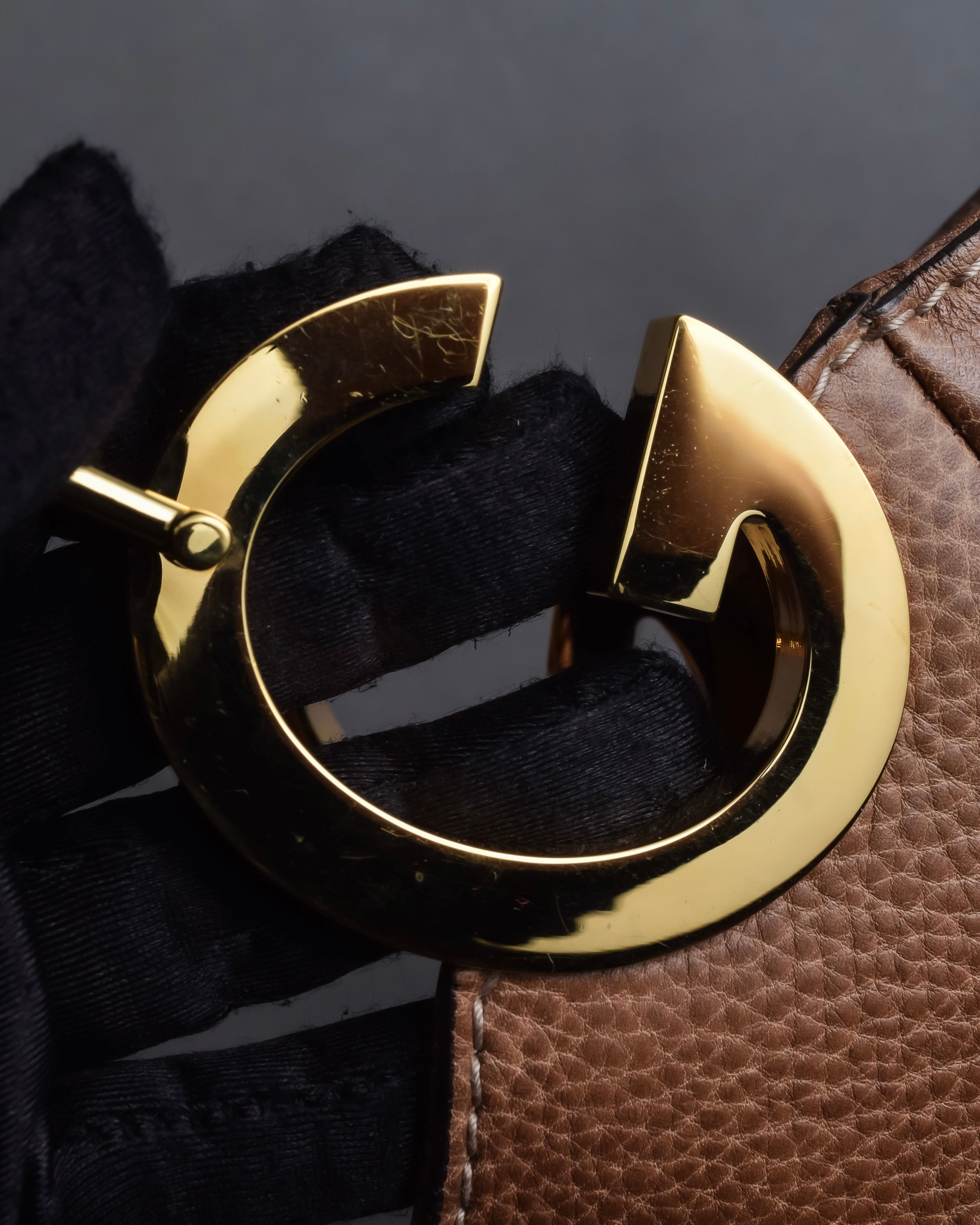 "GUCCI" Charlotte whipstitch hobo leather shoulder Bag