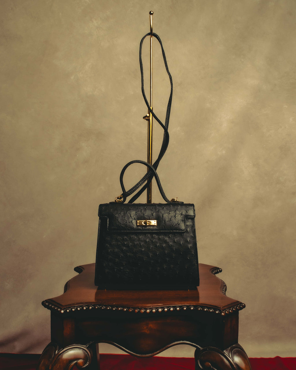 -SPECIAL- "Balenciaga" 90's-00's Ostrich leather structured top handle bag