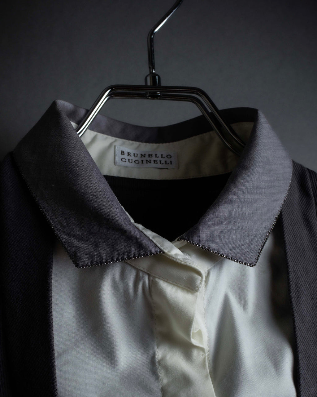 "BRUNELLO CUCINELLI" Layered shirt docking design knit pullover