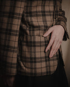 "LARDINI" Checked three-button soft-shoulder tailored jacket