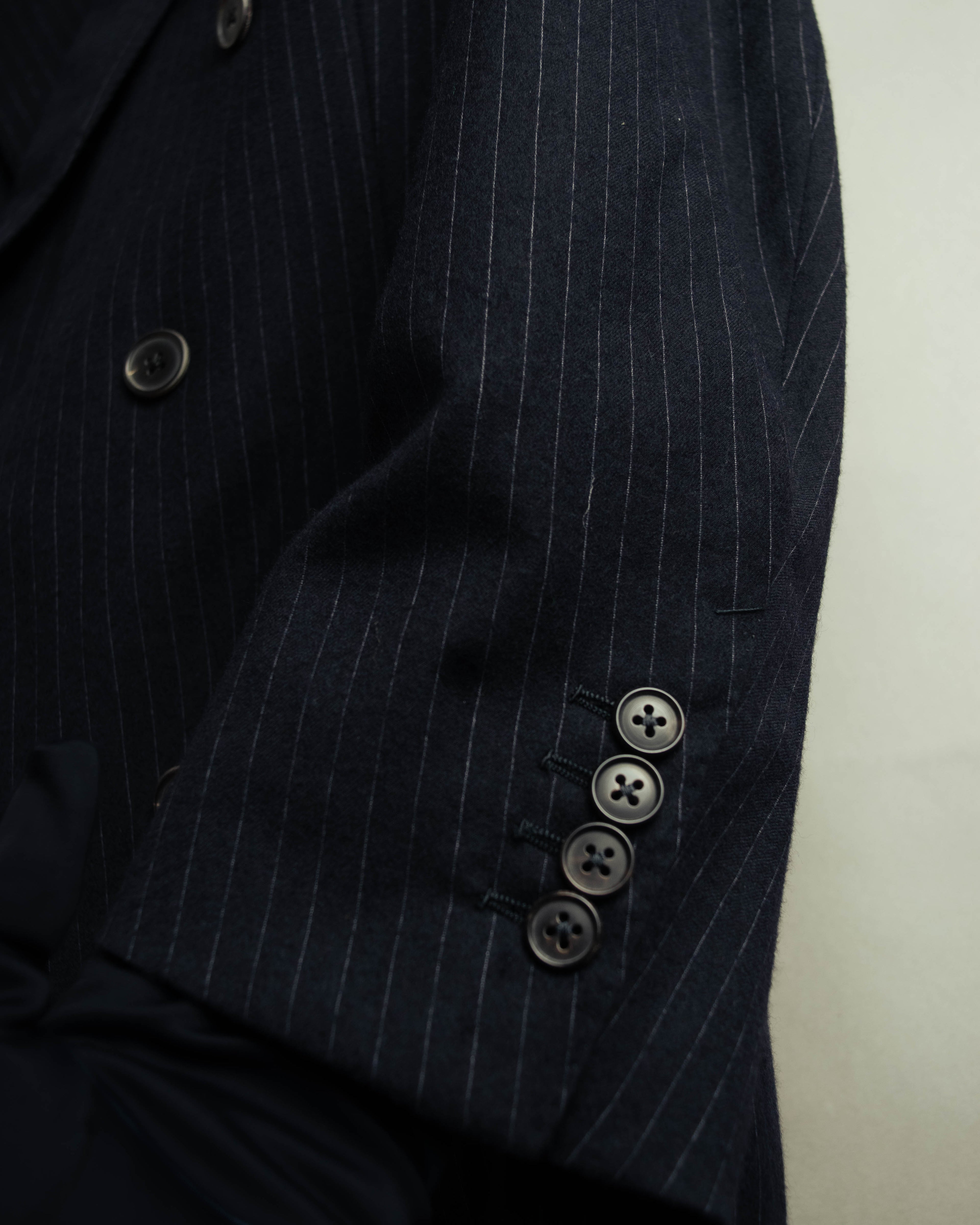 -SPECIAL- “Hermès” 80’s-90’s Super 120’s wool pinstripe double breasted setup