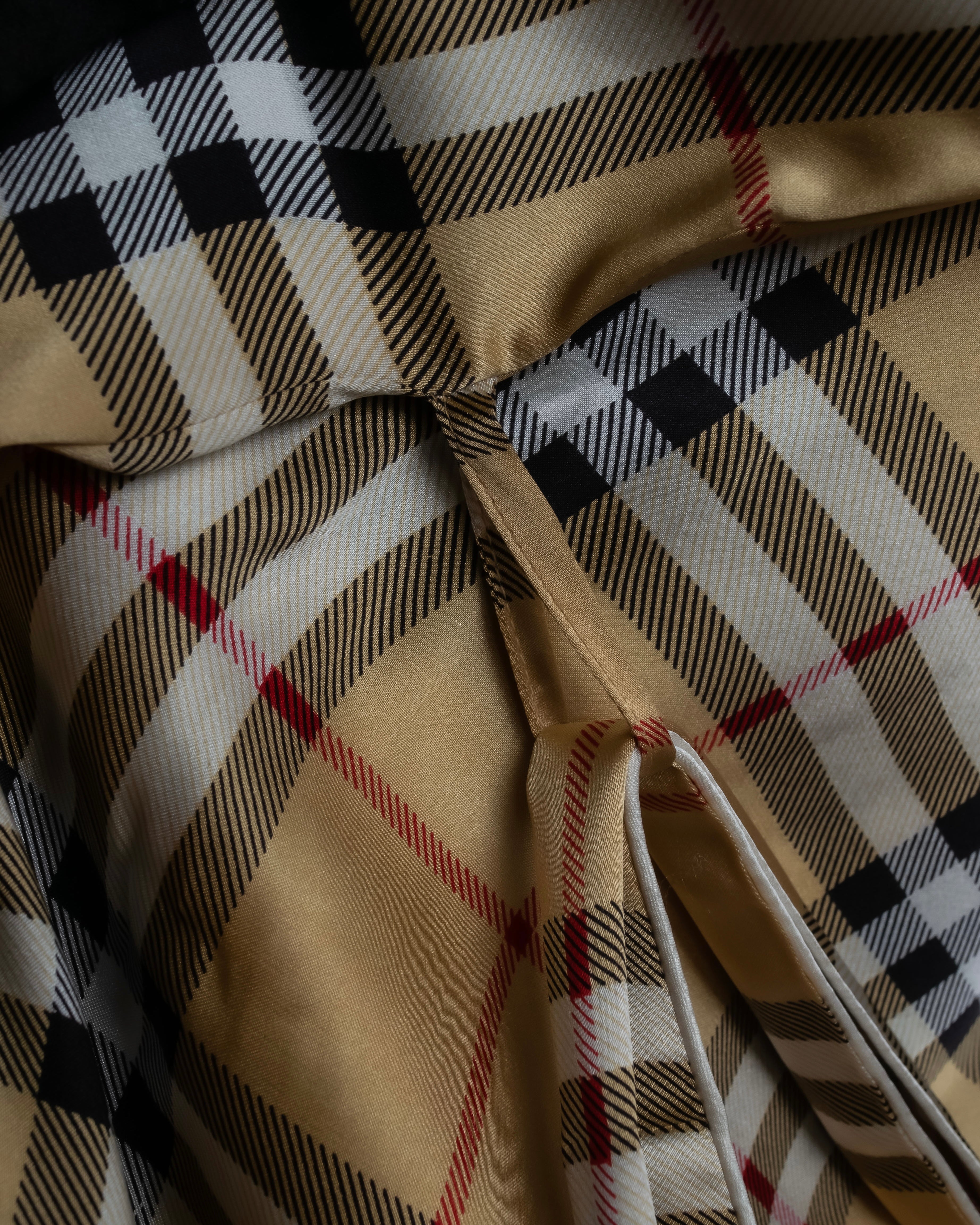 "BURBERRYS" Nova check maxi length silk gown coat