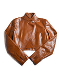 FENDI/ Back Logo Embroidery Calf Leather Short Jacket Brown
