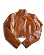 FENDI/ Back Logo Embroidery Calf Leather Short Jacket Brown