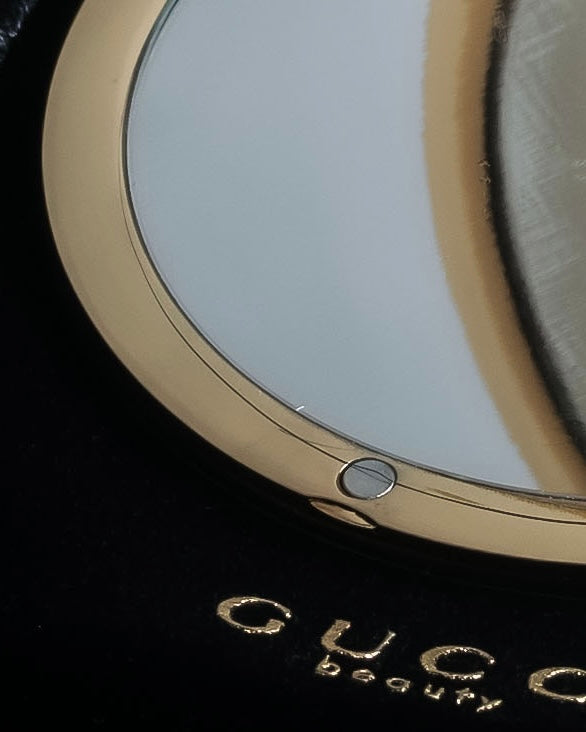 "GUCCI" Gold metal design logo engraved hand mirror