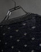 "Vintage abstract polka dot knit cardigan"