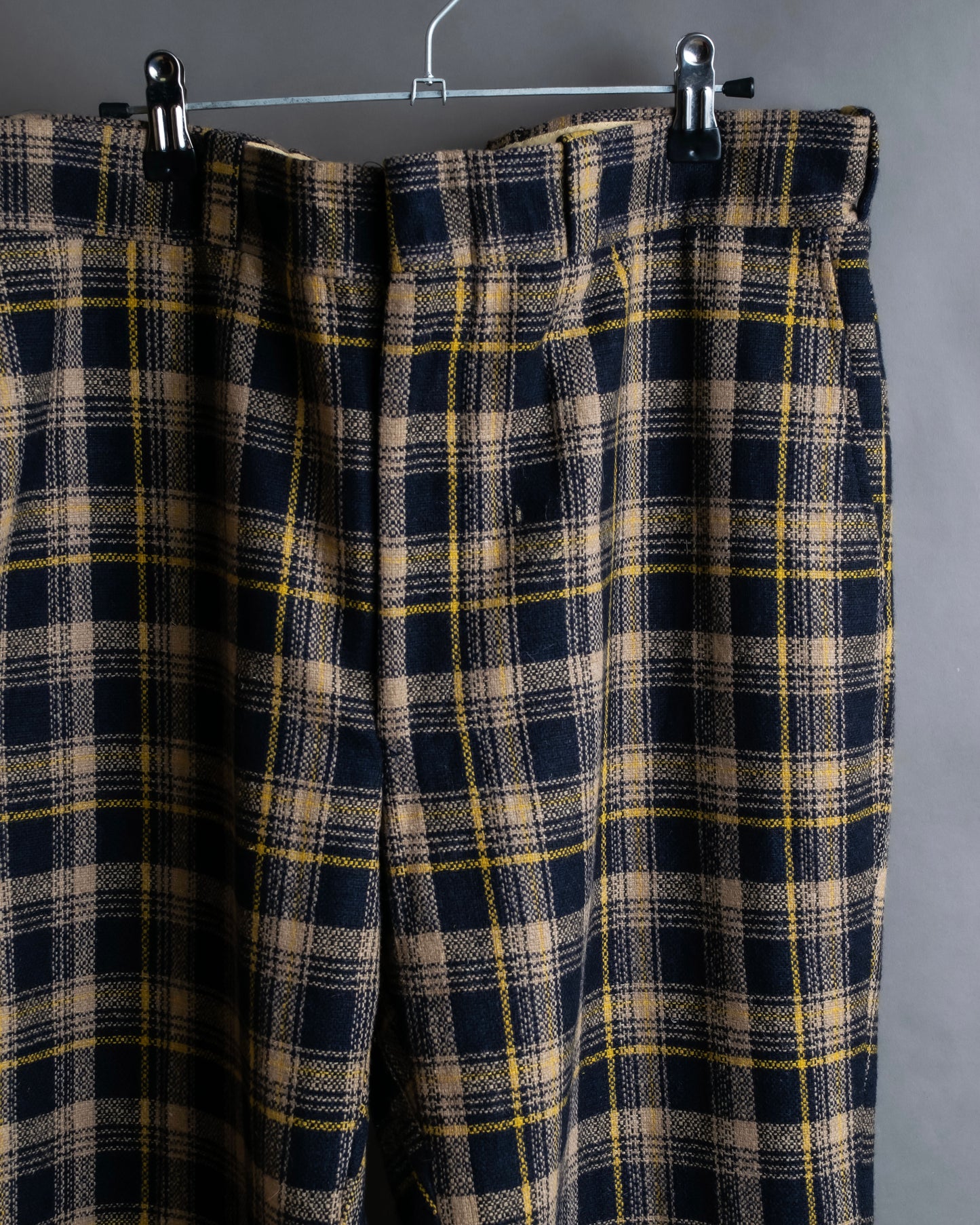 "Vintage tartan check wide tapered slacks"