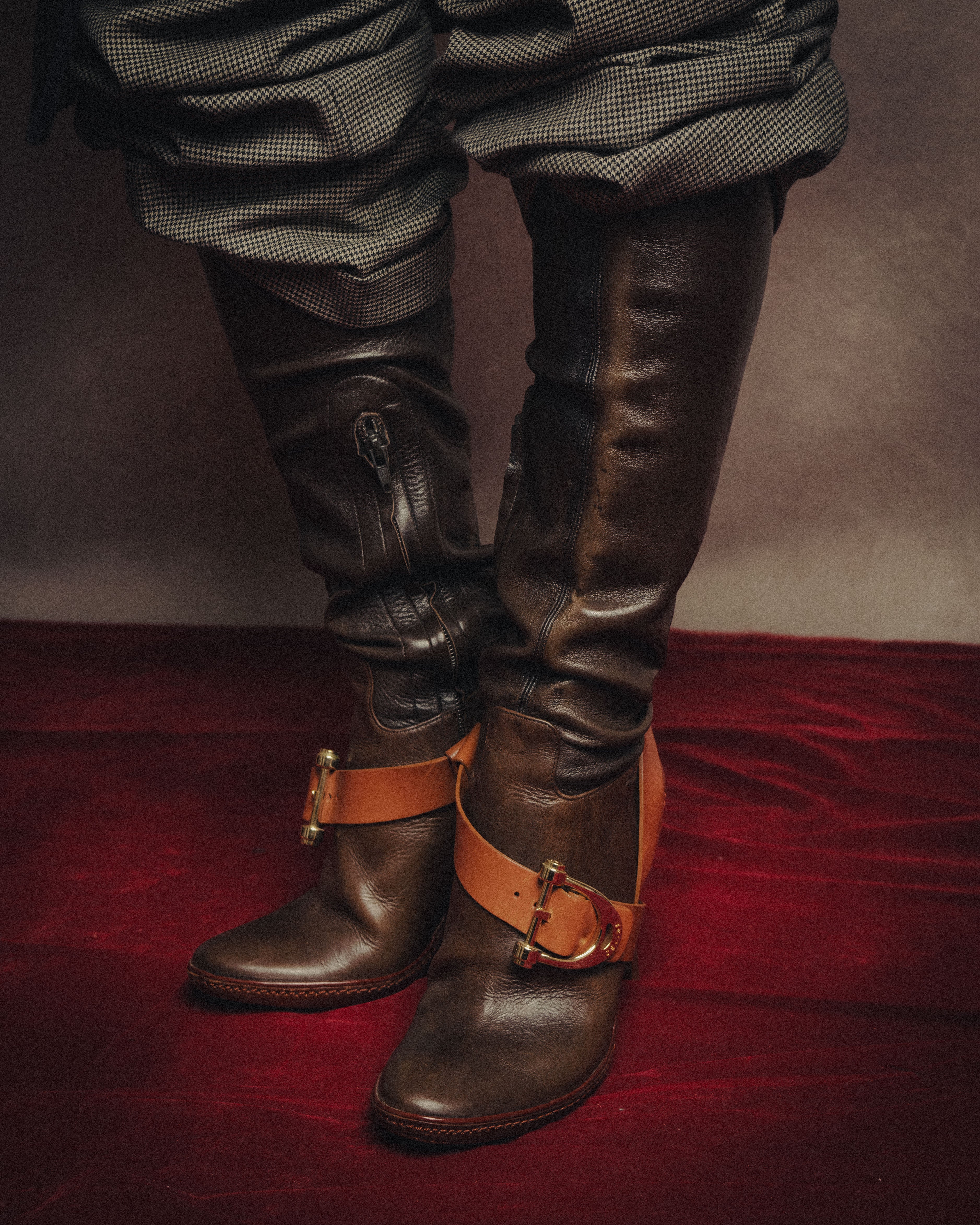 -SPECIAL- “CELINE” 00’s Stirrup buckle leather long boots
