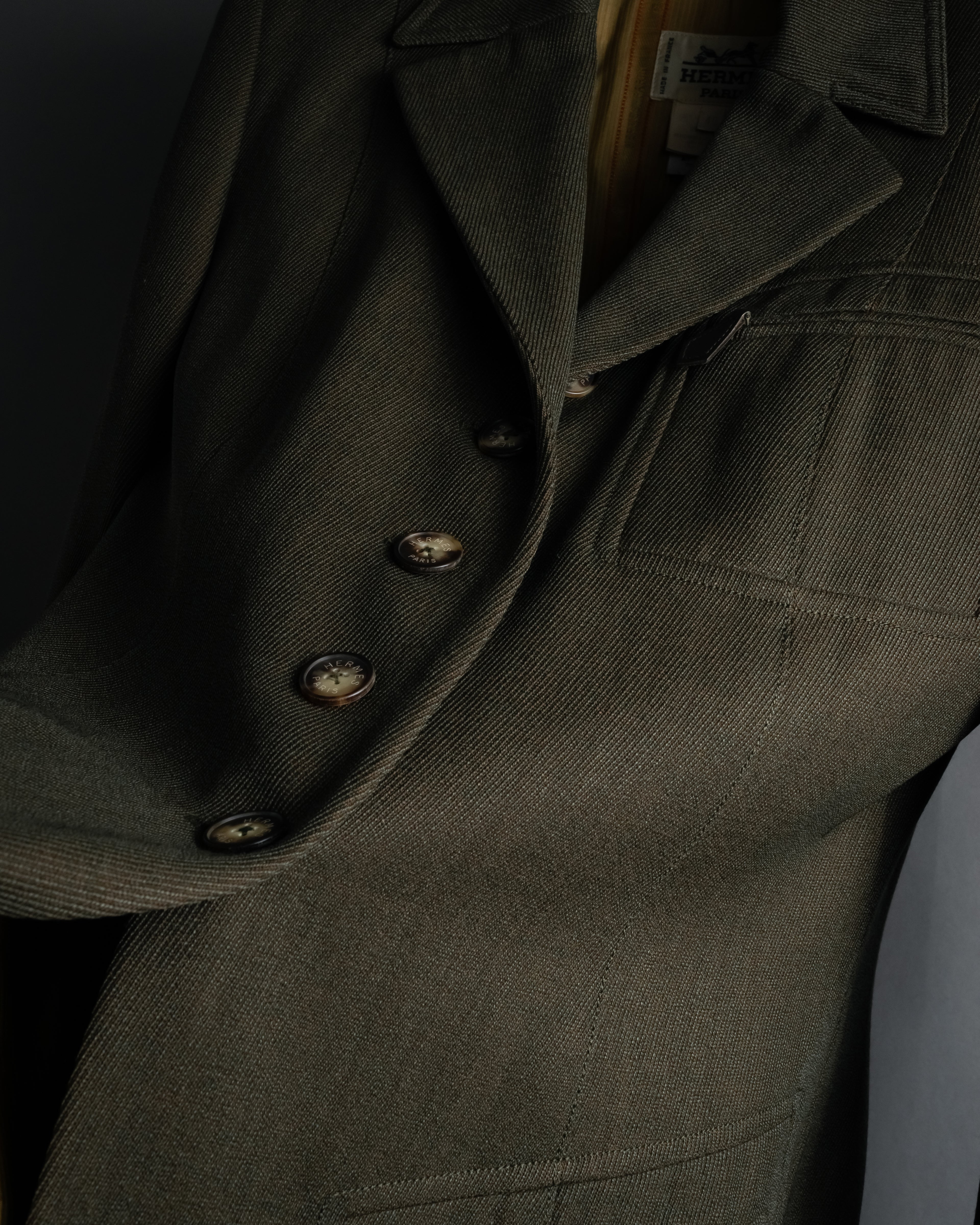 -SPECIAL- "HERMES" 90's Military-inspired zip design tailored jacket