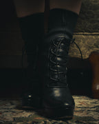 –SPECIAL– "Miu Miu" 00's–10's Sculptural platform lace up ankle boots
