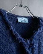 "PRADA" Fringe design box silhouette cardigan