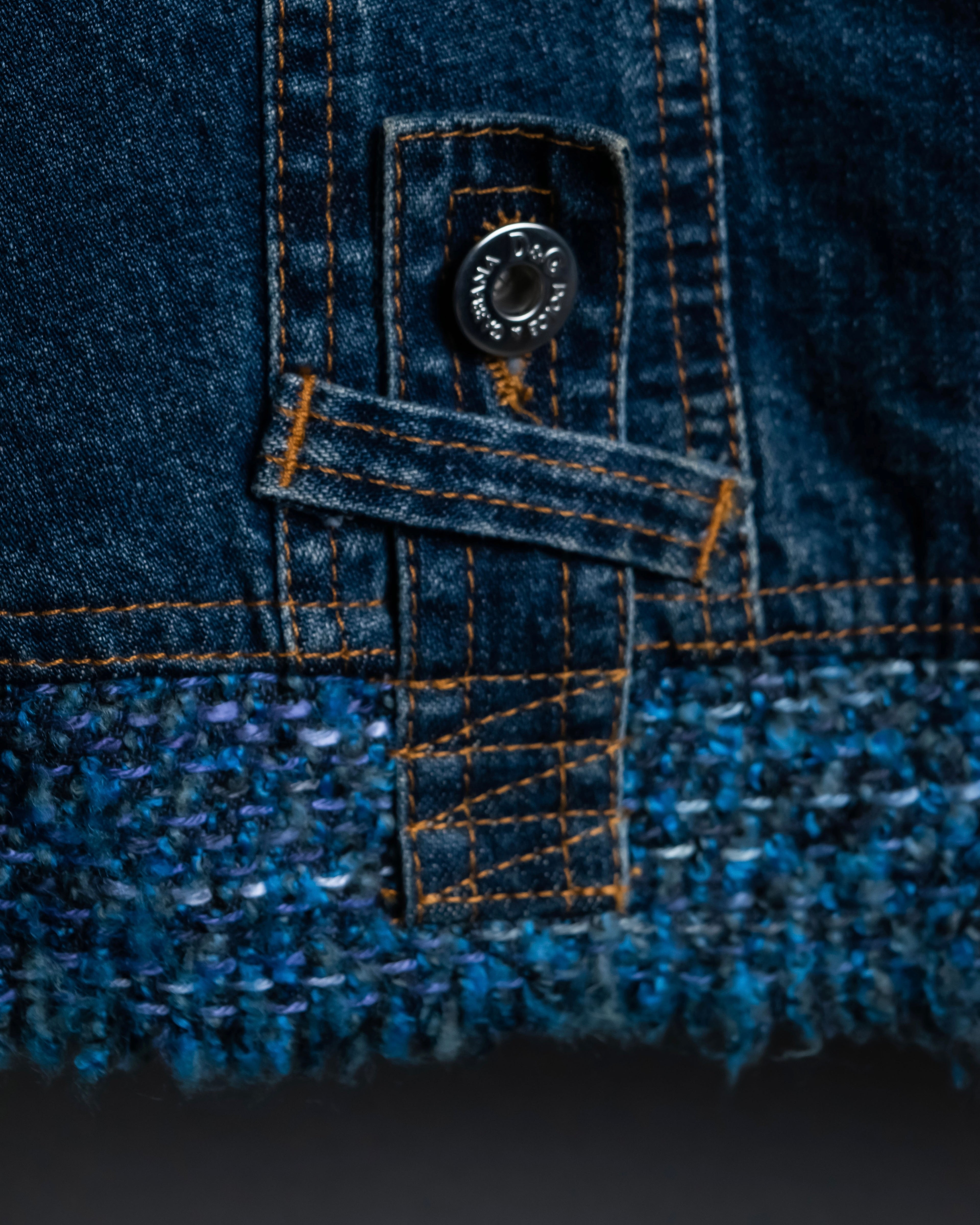 “D&amp;G” Tweed attached bijou button denim jacket