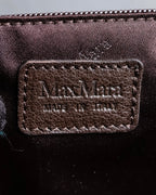 "Max Mara" Silver accents diamond shaped stitching leather boston bag