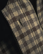 "GUCCI" 80’s checked wool shawl collar jacket