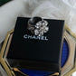 "CHANEL" Cocomark engraved rhinestone design camellia ring