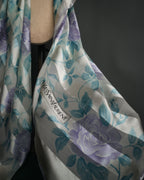 “Yves Saint Laurent” 80’s-90’s Sheer stripe floral silk scarf