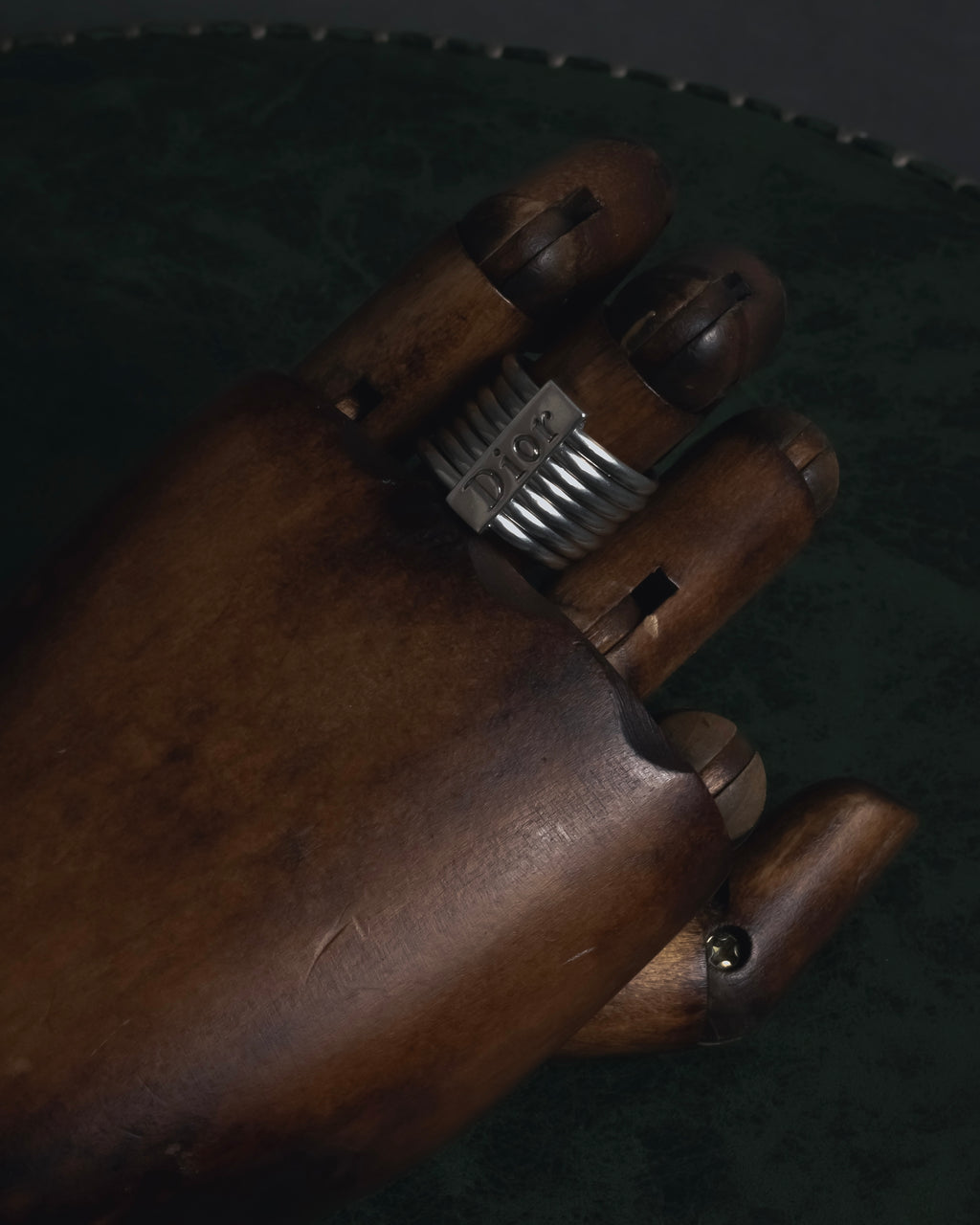 "Christian Dior" 00’s stacked wire silver 925 logo plate ring