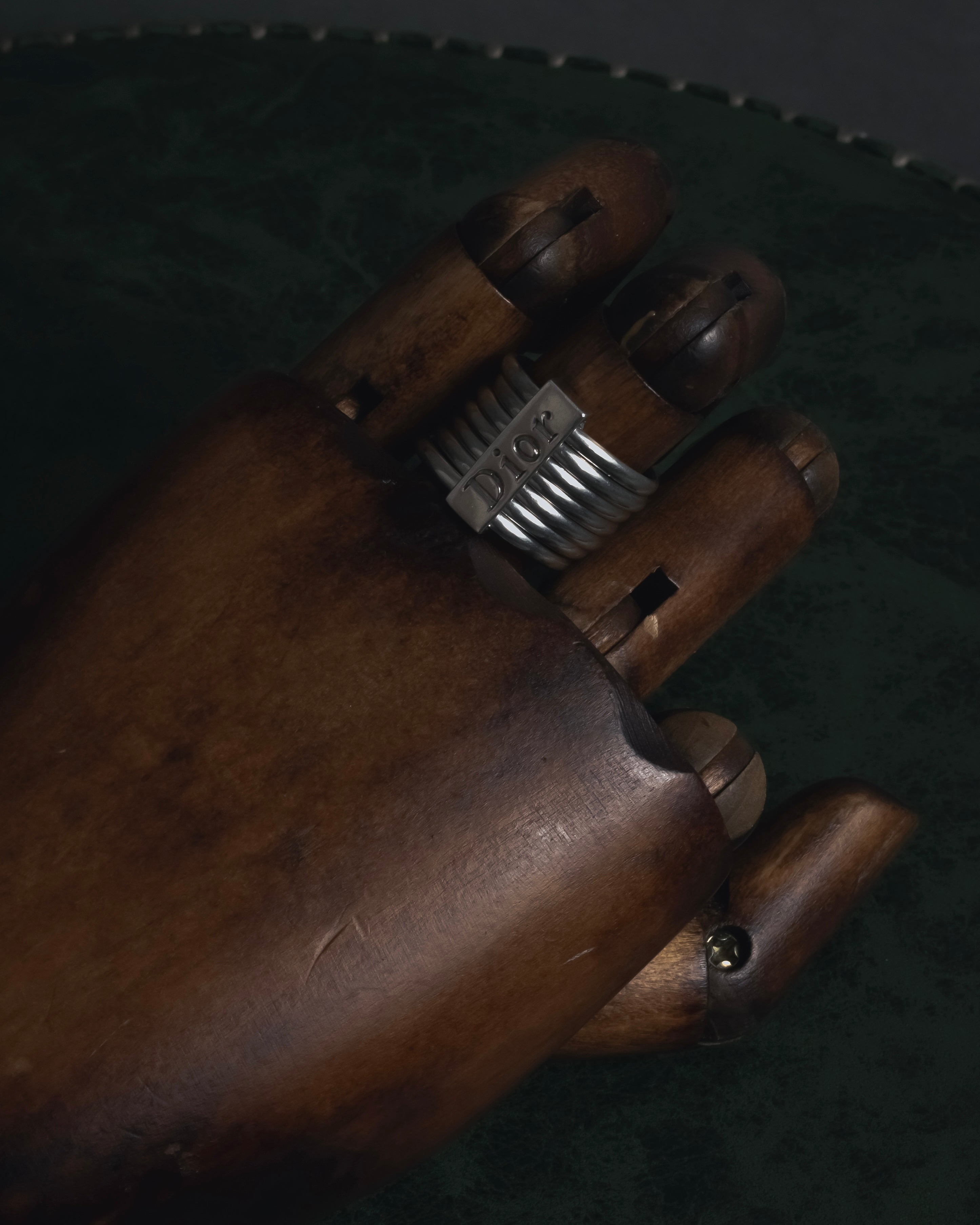 "Christian Dior" 00’s stacked wire silver 925 logo plate ring