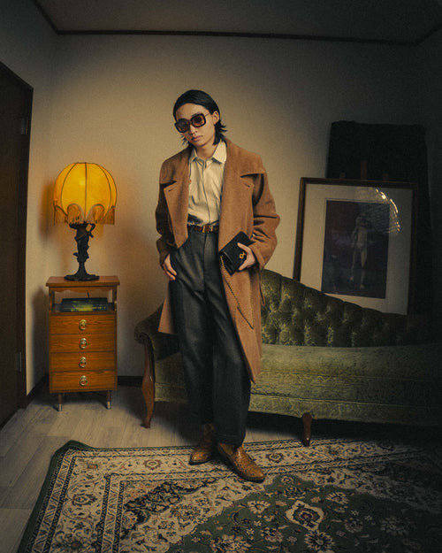 -SPECIAL- “Max Mara” 90’s-00’s Angora blend belted wrap coat