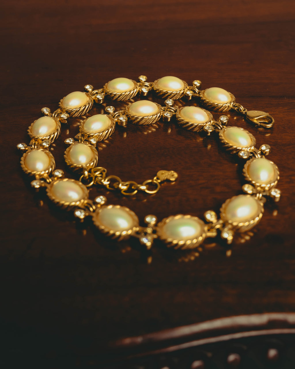 -SPECIAL- “Christian Dior” 70’s-80’s Faux pearl crystal statement necklace