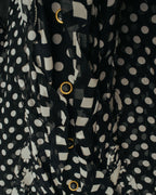 “GIANNI VERSACE COUTURE” 90’s Sheer mixed pattern ruffle blouse