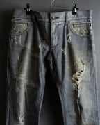 "Dolce &amp; Gabbana"Faded design gray denim pants